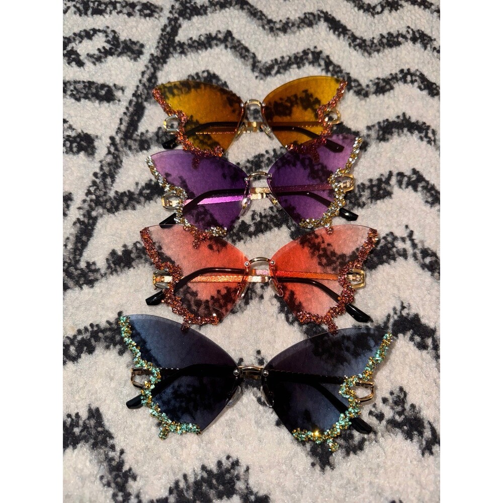 Luxury Diamond Butterfly Sunglasses Women Rimless Oversized sunglasses